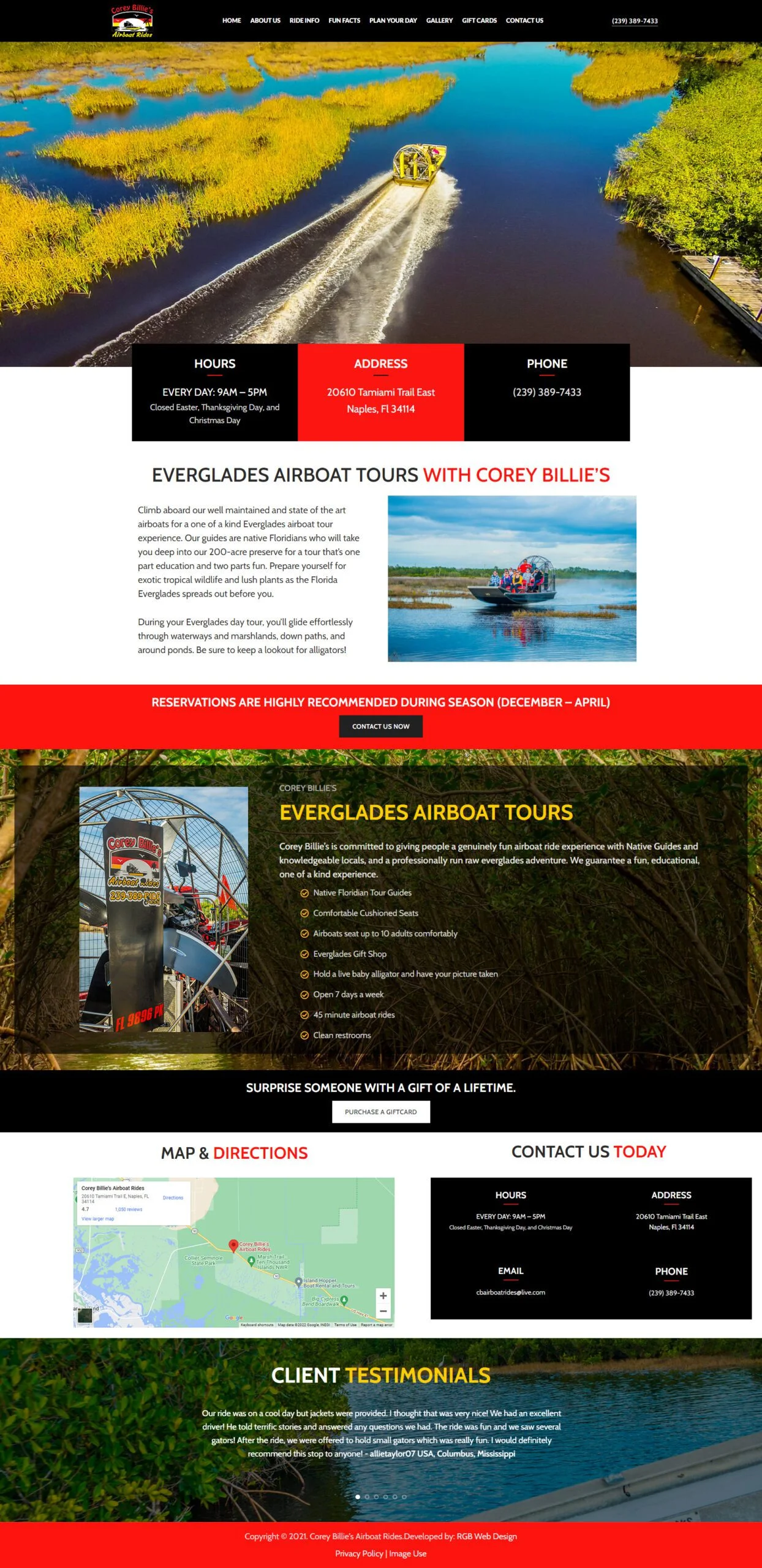 Airboat Tour - Website Design Project