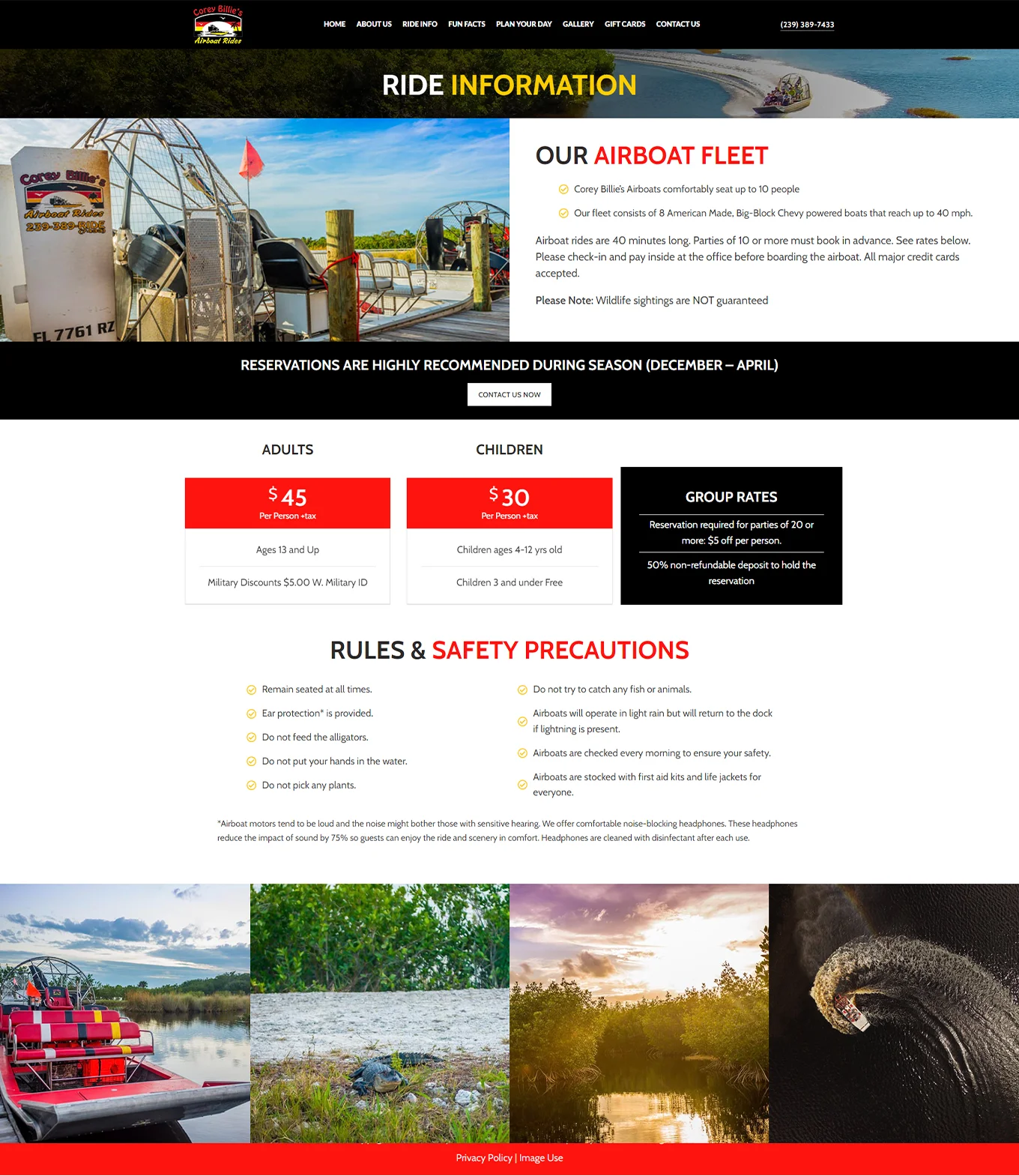 Airboat Tour - Website Design Project