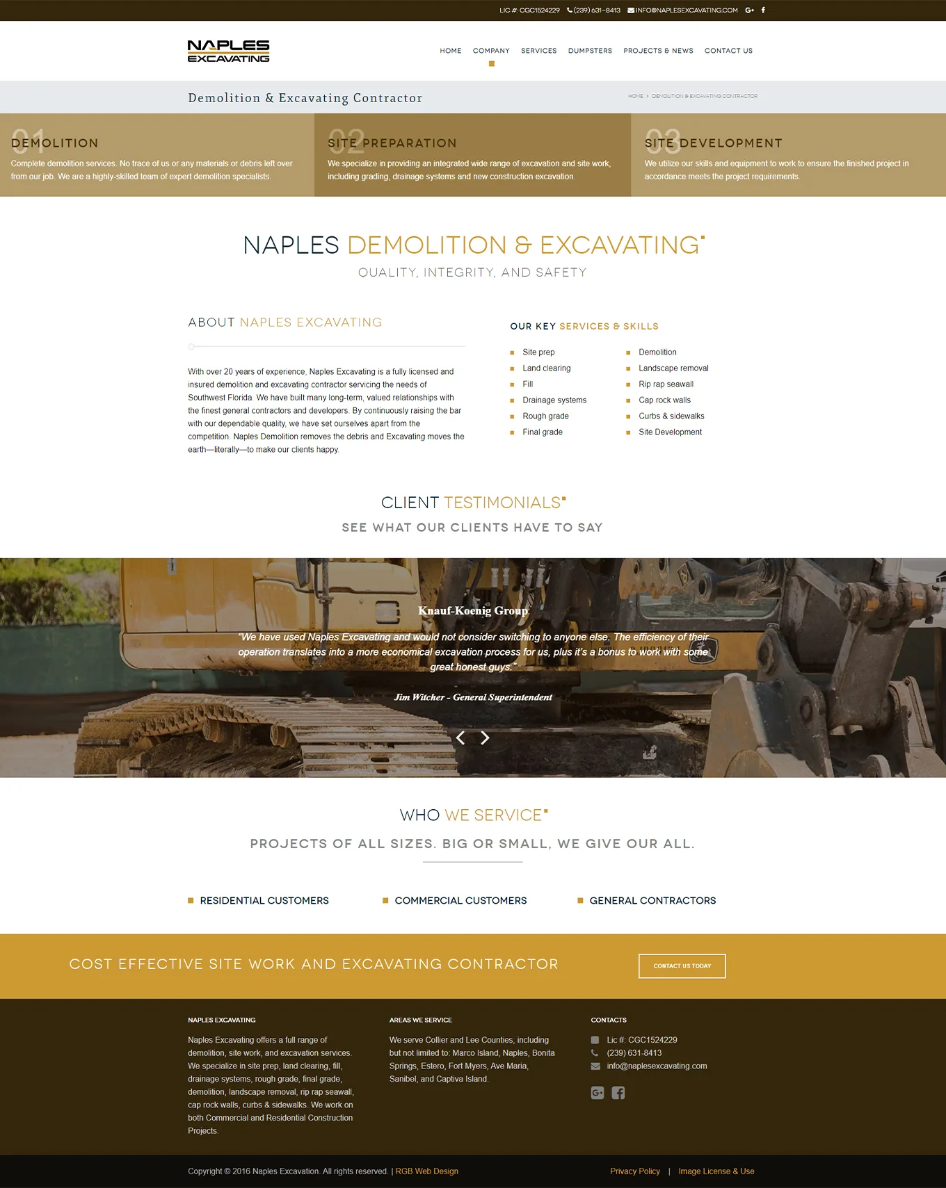 Excavating Company - Web Design Project