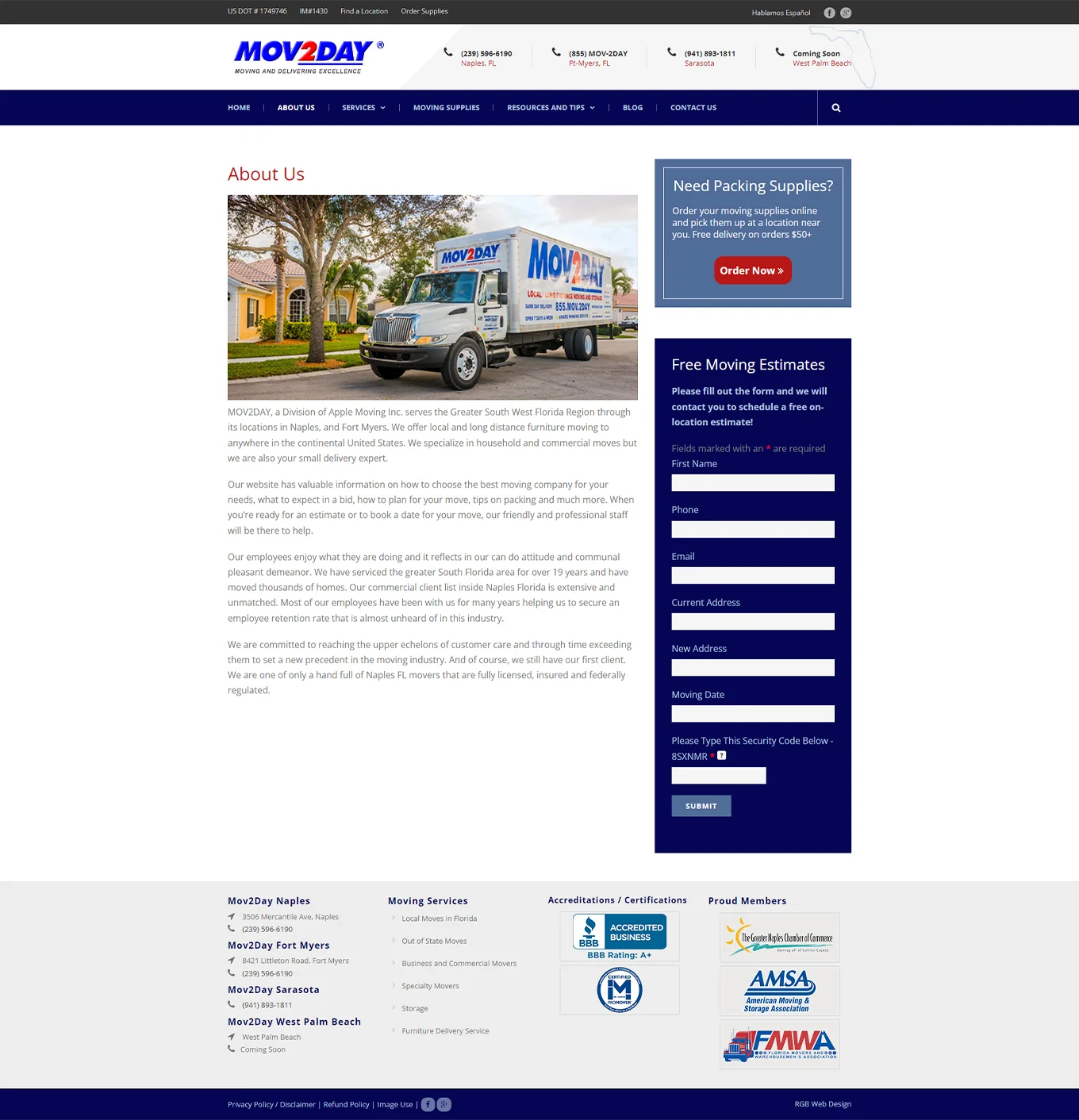 Moving Company - Web Design Project