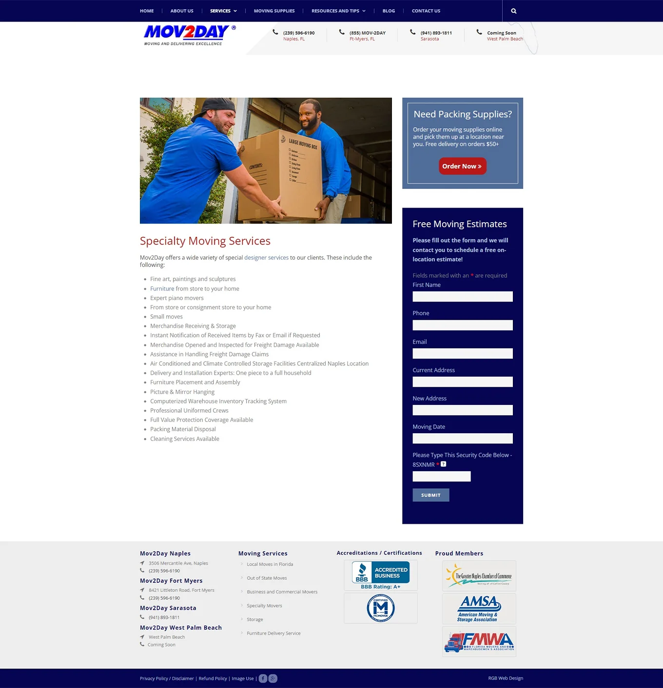 Moving Company - Web Design Project