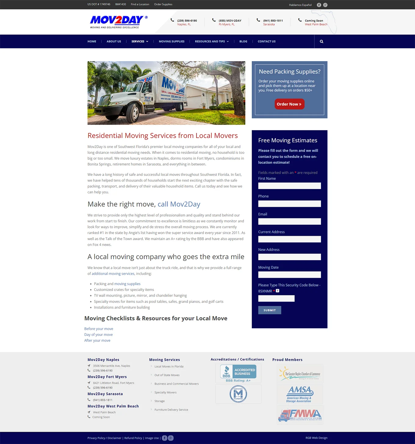 Moving Company - Web Design Project